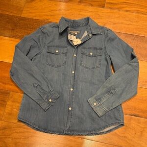 Bonpoint Boys Blue Denim Western Snap-Front Shirt - Size 10